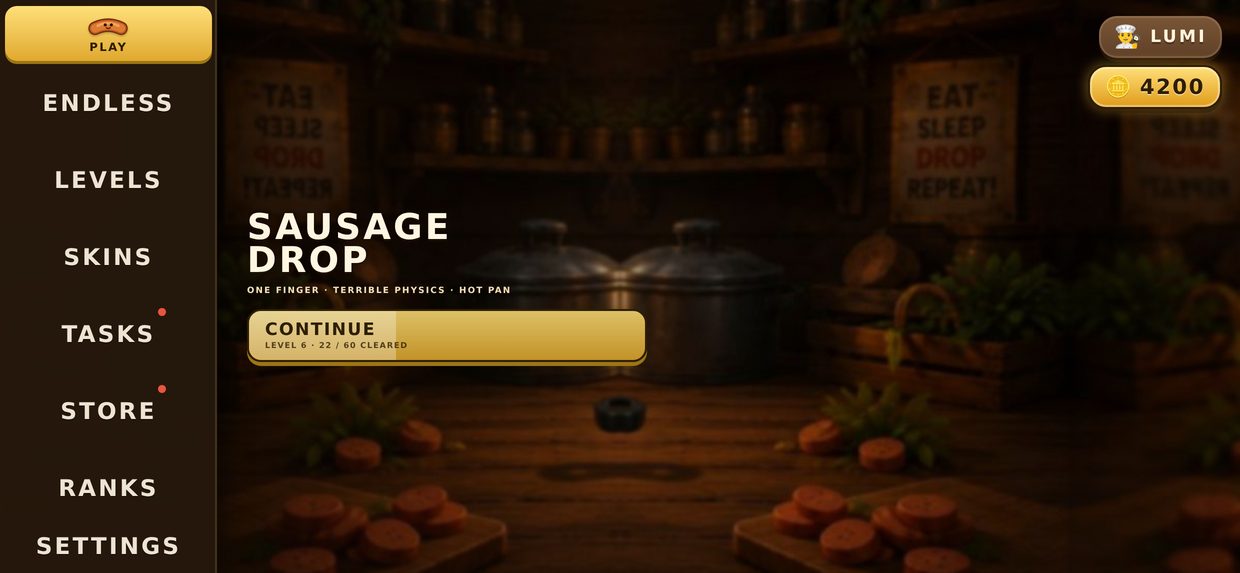 The game's home menu