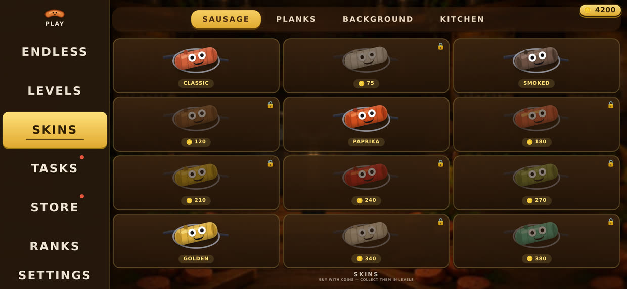 The skin shop with sausage variants